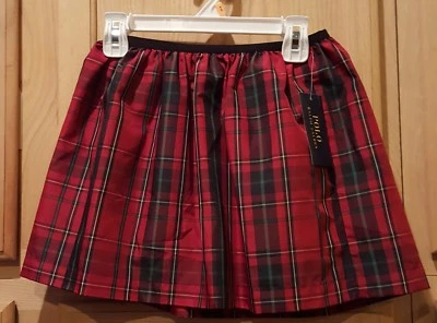 Polo Ralph Lauren Niñas Grandes Vacaciones Rojo Cuadros Tafetán Falda, 6X - $45 Foto 1 de 2