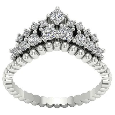 I1 G 0.80 Ct Natural Diamond Crown Engagement Ring 14K Solid White Gold 10.50MM - Image 1 of 4