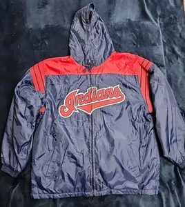 Vintage Cleveland Indians Majestic Jacket Size Large with Hood - Picture 1 of 8