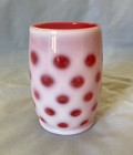 Lovely Vintage Fenton Cranberry Opalescent Coin Dot Tumbler ~ 4