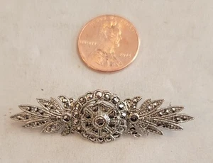Art Deco Stabnadel silberfarben & Markasiten floral - Bild 1 von 2