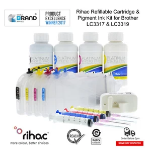 KIT DE TINTA DE PIGMENTO Y REINICIO DE CHIPS RIHAC LC-3317 LC-3319 PARA HERMANO - Imagen 1 de 6