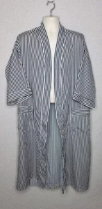 VTG Bill Blass Men's Striped Robe House Coat No Belt Pocket One Size Black White - Picture 1 of 5