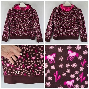 Cowgirl Hardware L 10-12 Daisy Rider Pullover Satin Hoodie Pink Horses Western - Picture 1 of 18