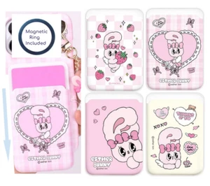 Esther Bunny MAGSAFE Card WALLET holds 3 Cards + Magnetic Ring for Non-iPhones - Picture 1 of 16