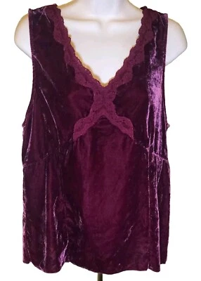 Blusa Gloria Vanderbilt Terciopelo Tejido Sin Mangas Terciopelo Púrpura Mujer Talla Grande  Foto 1 de 4