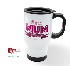 PERSONALISED Travel Thermal Mug 14oz - Mum Mothers Day Gift- Birds Design - Picture 1 of 1