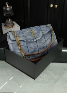 Saint Laurent LouLou Puffer super hot washed denim bag small