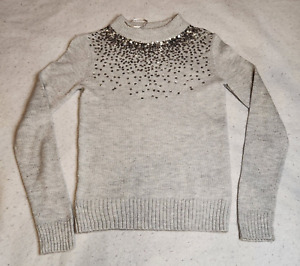 Juicy Couture Womens Sweater Size XS Gray Sequin Mock Neck Long Sleeve NWOT