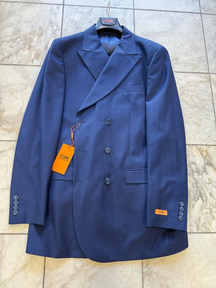 NUEVO CON ETIQUETAS STEVEN LAND Traje Clásico Para Hombre Color Azul Doble Pecho Talla 44L Foto 1 de 4