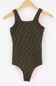 FENDI KIDS REVERSIBLE SWIMSUIT GIRLS CHILDRENS SWIMMING PINK BROWN RRP £435 AD - Picture 1 of 5