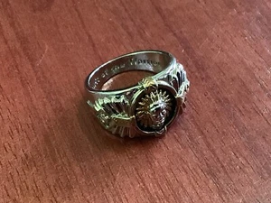 SPIRIT OF THE WARRIOR 925 SILVER & 18k GOLD PLATED GENTS RING - Picture 1 of 9