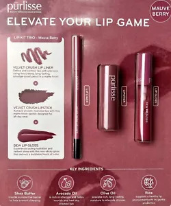 NEW Purlisse Lip Kit Trio Mauve Berry Elevate Your Lip Game FREE SHIPPING LOOK! - Picture 1 of 2