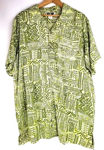 Bermuda Casuals By Haband Men's Green Print Casual Shirt Size Large - Picture 1 of 4