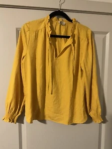 LOFT Women's Ladies Blouse Top Size Large Petite Yellow Long Sleeve NWT - Picture 1 of 9