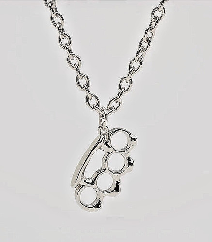 CHROME HEARTS Collana Metallo Cromato Argento Costume Classico Rock Rebel Nuovo Ciondolo Etichette Cane