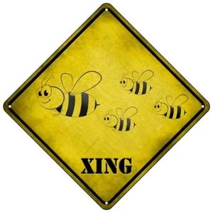 Cartoon Biene Xing Neuheit Mini Metall Straßenhinweis 8" Kreuz Xing Kreuzung Schild - Bild 1 von 1