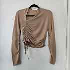 Astr The Label Asymmetrical Tie String Long Sleeve Sz M Taupe