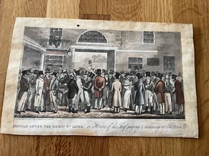 1824 george cruishank " monday after the great st ledger . cloth type print - Picture 1 of 5