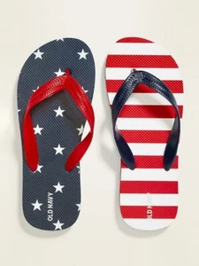 Old Navy bedruckte Flip-Flops für Jungen Gr. 3/4, neu mit Etikett! - Bild 1 von 1