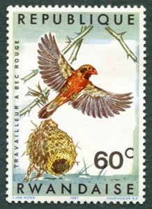 RWANDA 1967 60c SG241 mint MH FG Birds of Rwanda Red-billed Quelea #B05 - Picture 1 of 1