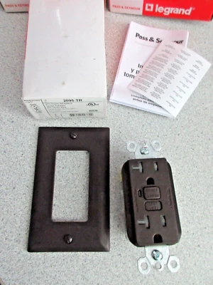 NEW PASS & SEYMOUR 2095-TR GFCI DUPLEX RECEPTACLE TAMPER RESISTANT BROWN 20A - Image 1 of 2