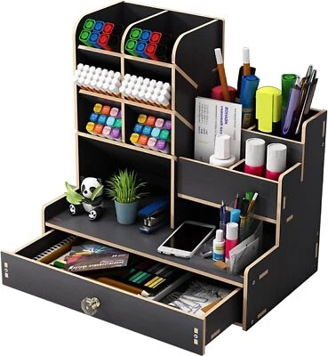 Schreibtisch Organizer aus Holz Büro Organizer Dokumentenablage Stifthalter Neu - Bild 1 von 4