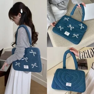 Gewaschener Denim Computer tasche Bestickt Tragbare PC-Tasche Notebook-Beutel - Bild 1 von 14