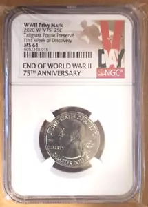 2020-W 25c V75 Tallgrass Prairie NGC MS64 West Point Qtr First Day of Discovery - Picture 1 of 2
