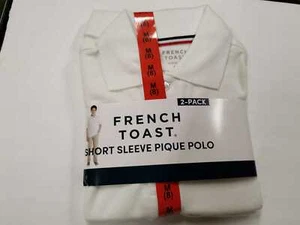 French Toast Boys' Short Sleeve Pique Polo Shirt 2-PACK Color WHT SIZE: M (8) - Picture 1 of 2
