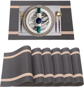 Placemats for Dining Kitchen Table, Non Slip Washable Kitchen Mat, SET of 6 - Picture 1 of 5