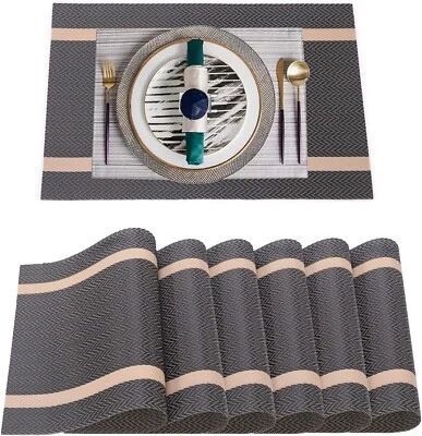 Placemats for Dining Kitchen Table, Non Slip Washable Kitchen Mat, SET of 6 - Image 1 of 4