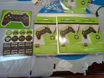 29 Game On Birthday Party Invitations Controller Video Gaming Level Up Save Date - Image 1 of 4
