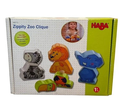 NEW Haba Wooden Toys Zippity Zoo Clique Zebra Elephant Toucan Lion Animals - Image 1 of 4
