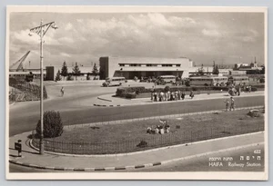 Foto postal real de la estación de tren de Haifa de colección por Palphot Israel RPPC - Imagen 1 de 2