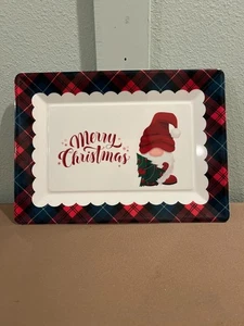 Frohe Weihnachten Wichtel rechteckig Kunststoff Tablett 10 x 14 Zoll - Bild 1 von 6
