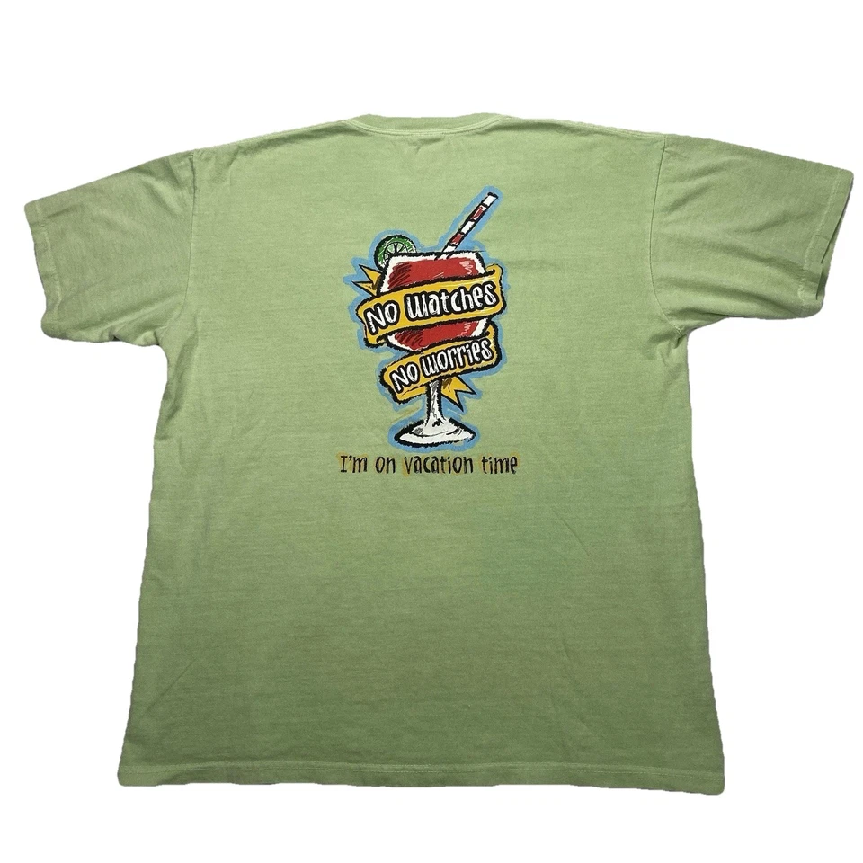 Camiseta vintage auténtica pigmento Happy Hour para hombre M sin relojes playa Foto 1 de 4