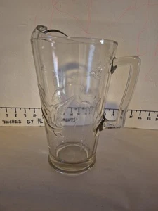 Vintage MCM Heavy Clear Glass Ice Lip Iced Tea Pitcher Embossed Ducks Waterfowl - Picture 1 of 9