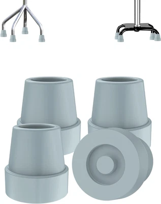 Puntas de bastón cuádruple de repuesto (paquete de 4) - pie de goma antideslizante de 1/2 pulgada - duradero en Foto 1 de 4