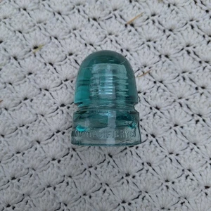 Vtg Antique Canadian Pacific RY Co Railroad Light Blue Glass Beehive Insulator - Picture 1 of 6