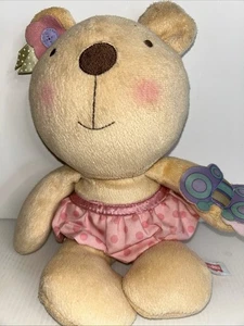 Fisher Price rosa kleine Knöpfe Polka Dots Rassel Schmetterling Teddybär Plüsch - Bild 1 von 6
