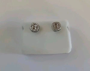 Moissanit Cluster Ohrstecker 925 Sterling Silber Schraubverschluss Hochzeit Reise - Bild 1 von 3