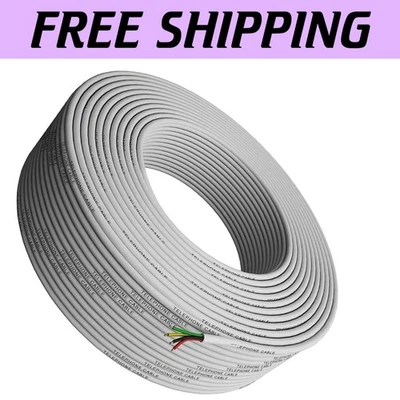 Extended 300ft Phone Cable for Seamless Connectivity - 26 AWG RJ11 Compatible - Image 1 of 4