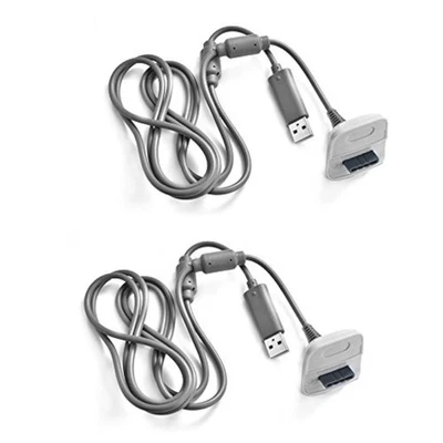 Lot Of 2 USB Charging Cable USB Charger For Xbox 360 Wireless Game - Image 1 of 3