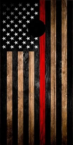 Envoltura de tablero de cornhole premium - CALCOMANÍA DE VINILO - Bombero Línea ROJA Bandera Americana - Imagen 1 de 3