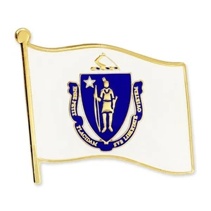 PinMart's Massachusetts US State Flag MA Enamel Lapel Pin - Picture 1 of 3