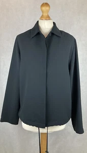 Blusa gruesa St Michael Vintage M&S negra manga larga con cordón dobladillo UK16 A88 - Imagen 1 de 10
