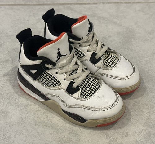 Nike Air Jordan 4 Retro TD bianche nere bright cremisi 2018 bambino taglia 10C