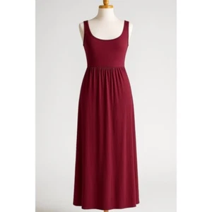 Daily Ritual Maxikleid weinrot ärmellos U-Ausschnitt Stretch Viskose M neu mit Etikett - Bild 1 von 11