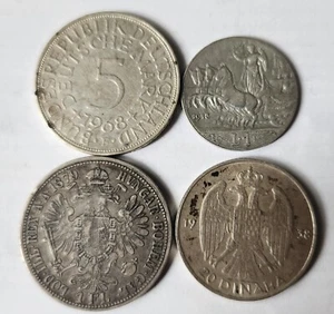 ARGENTO Monete. 1Fl-1879; 5DM-1968F; 20D-1938; 1L-1913. Come da foto. - Foto 1 di 2